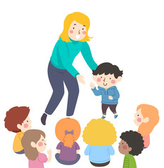 Kids Teacher Introduce New Student Illustration