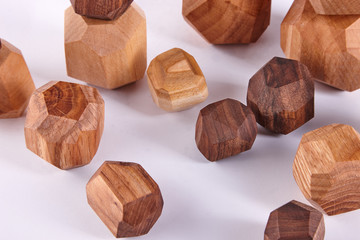 Wooden cubes on a white background