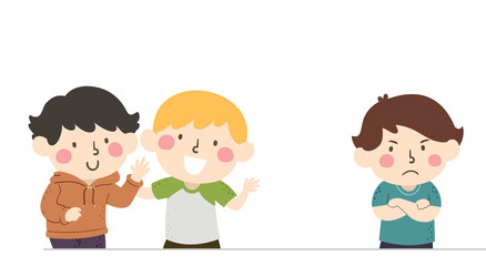 Kids Friends Jealous Illustration
