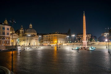 Fototapeta na wymiar Piazza del Popolo at night in Rome, Italy.
