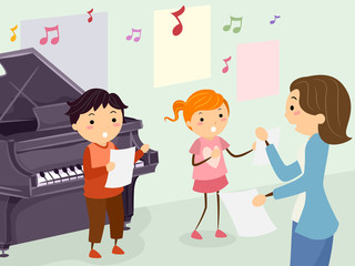 Stickman Kids Teacher Voice Lesson Illustration