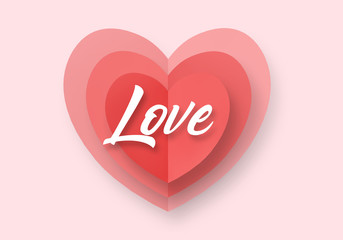 Overlapped hearts with love title illustration