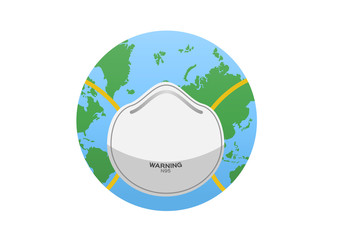 earth pollution flu mask / pm 2.5 vector