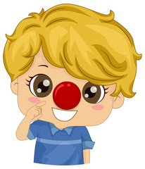 Kid Boy Red Nose Clown Illustration
