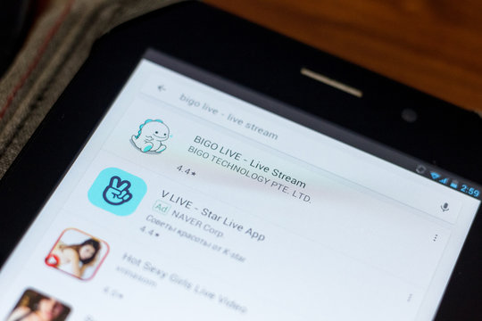 Ryazan, Russia - July 03, 2018: BIGO LIVE - Live Stream icon in the list of mobile apps.