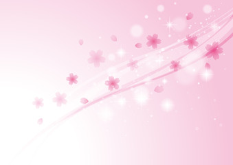 桜とウェーブ　背景　ピンク