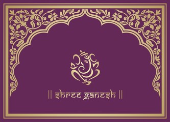 Ganesha, wedding card, royal Rajasthan, India	