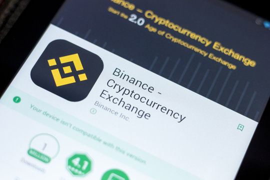 Ryazan, Russia - July 03, 2018: Binance - Cryptocurrency Exchange mobile app on the display of tablet PC.