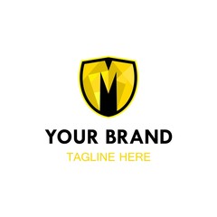 initial letter M logo template, gold and yellow vector