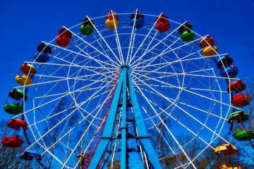 ferris wheel on blue sky