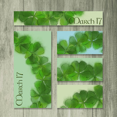 Business cards with Green Shamrock Wreath. Set of Templates for St.Patrick's Day in the same Corporate Style.