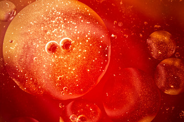 Abstract texture image with round shapes, red background