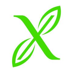 X leaf minimalist luxury icon logo design
