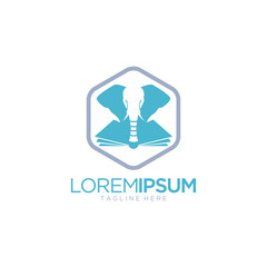 Elephant With Book Shape Logo Vector Template