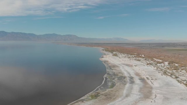 Salton Sea, California - aerial drone footage of abandoned desolate former resort