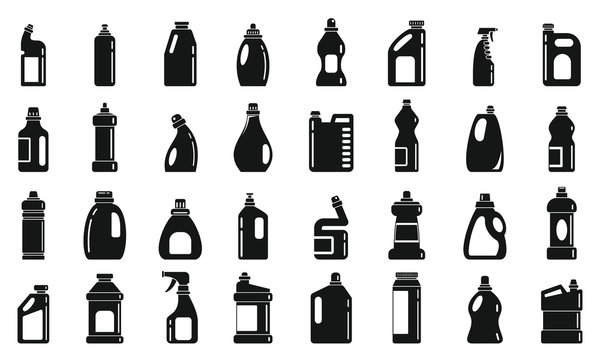 Bleach icons set. Simple set of bleach vector icons for web design on white background