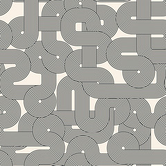 Interwoven striped lines. Abstract geometric seamless pattern. Vector.