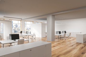 White open space office corner