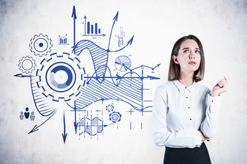 Thoughtful young woman and her business plan