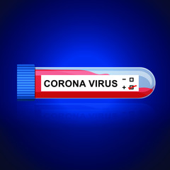 Positive blood test result for corona virus, Vector illustration.