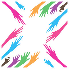 Fototapeta na wymiar Hand symbol community care logo vector illustration design