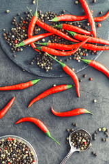 Hot red pepper. Chilean pepper on a black.