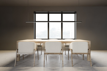 Naklejka na ściany i meble Minimalistic gray dining room with window
