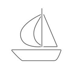 Yacht is sailing. Ship icon. Vector illustration.
