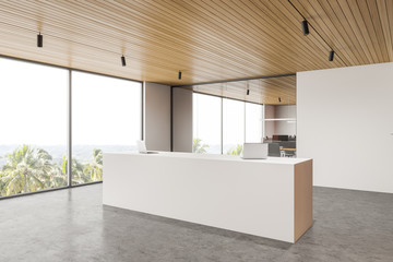 Reception counter in modern open space office