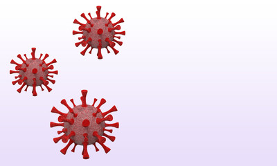 Three of coronavirus isolated on white background, Microbiology And Virology Concept - 3d Rendering