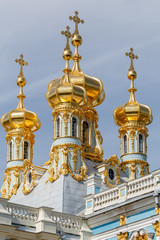 Fototapeta na wymiar Baroque church of Catherine palace in Tasarskoe Selo (Pushkin), Russia