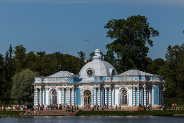 Fototapeta na wymiar PUSHKIN / RUSSIA - AUGUST 2015: Grotto pavilion of Catherine palace park, Pushkin (Tsarskoe Selo), Russia