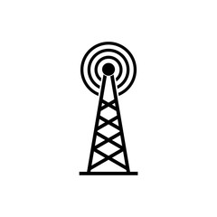 Broadcast communications tower icon isolated on white background