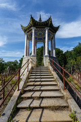 PUSHKIN / RUSSIA - AUGUST 2015: Chinese arbor (summer house) at the entrance to Catherine palace...
