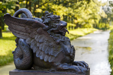 Detail of bridge with Chinese flavour in Pushkin (Tsarskoe Selo), Russia