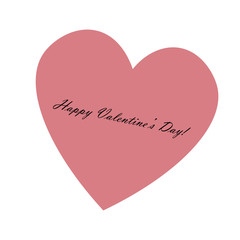 Valentines day card, pink heart love vector illustration