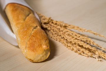 fresh bread on wooden table