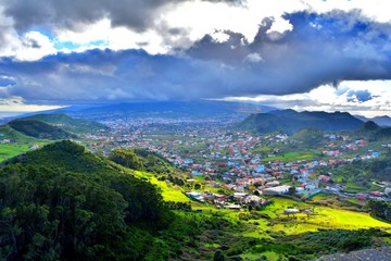 Green hills from the viewpoint of Jardina in San Cristobal de La Laguna