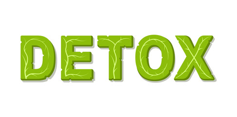 Detox diet vector lettering isolated on white background.