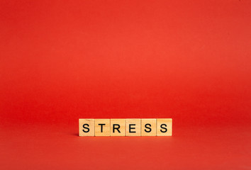 Stress concept. Stress on a red empty background. A feeling of anxiety, tension, fear and anger