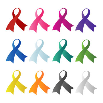 Awareness ribbon set vector image