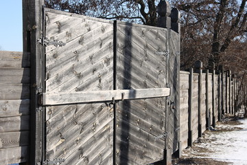 Wooden fence on the territory of the Ryazan Kremlin