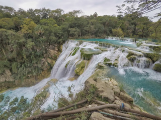 aerial view,incredibly beautiful fabulous magical landscape with the waterfall in (EL SALTO-EL...