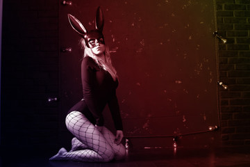 A girl in a black mask