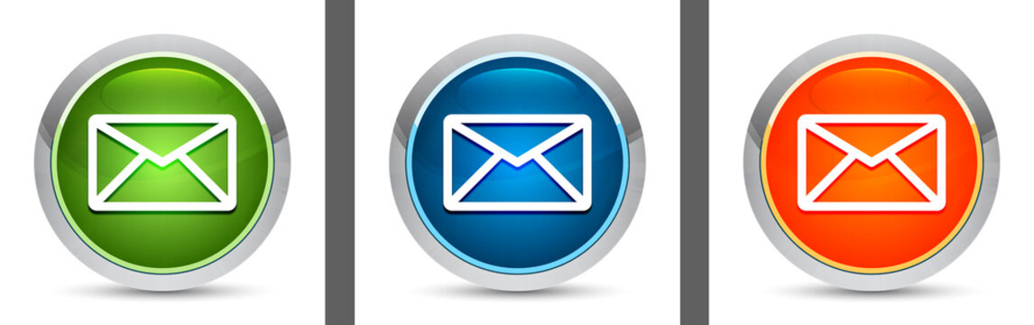 Email icon modern design round button set illustration