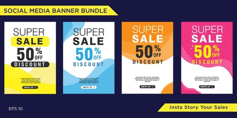 Set Social media template for discount and special offer. Modern promotion web banner for social media mobile apps. Liquid Abstract Background Template,