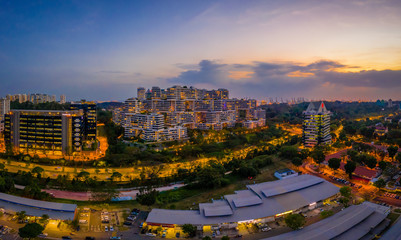 Mar 28/2019 aerial view of AYE highway during sunset over look to Singapore