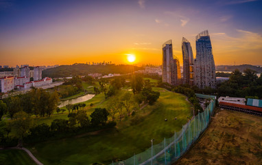 Fototapeta premium Mar 17/2019 Sunrise at Keppel club overlooking to eat of Singapore