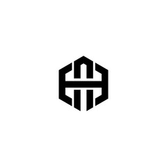HA AH H A initial letters loop linked hexagon elegant logo