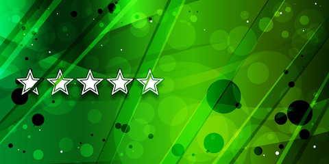 Five stars rating icon trendy abstract galaxy green banner illustration
